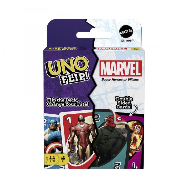 Mattel Games - Juego de Mesa Uno Flip Marvel 7a+