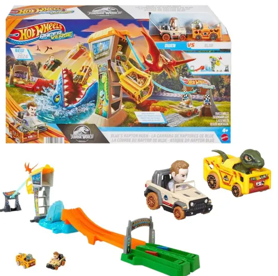 Pista Hot Wheels Racerverse Jurassic World Ataque de Raptores 4a+