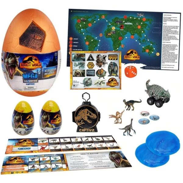 Jurassic Captivz Dominion Mega Huevo Dinosaurio 20cm con 20 Sorpresas