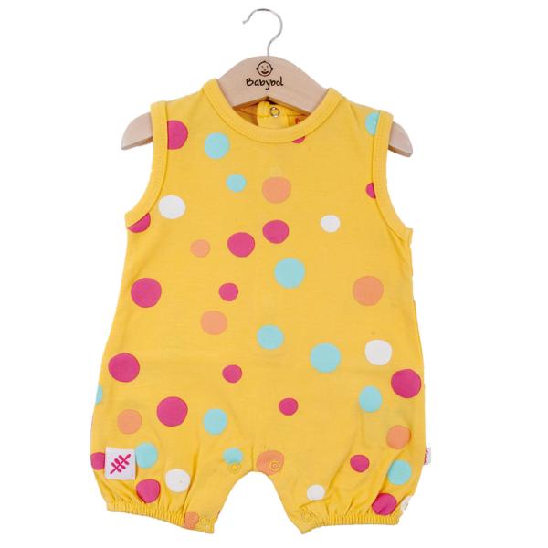 Mameluco de Tirantes en Caja Amarillo con  Bolitas Niña 3m (610477)