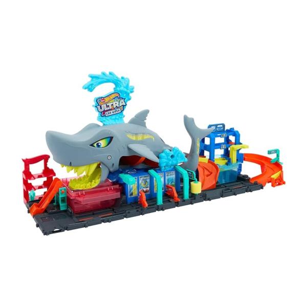 Pista - Hot Wheels City Lavado de Autos Mega Tiburón 3a+