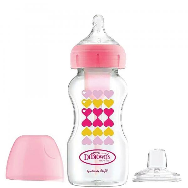 Chupón Ancho Opt Plus +9 Oz Rosa con Tetina de Transición (WB91604P3)