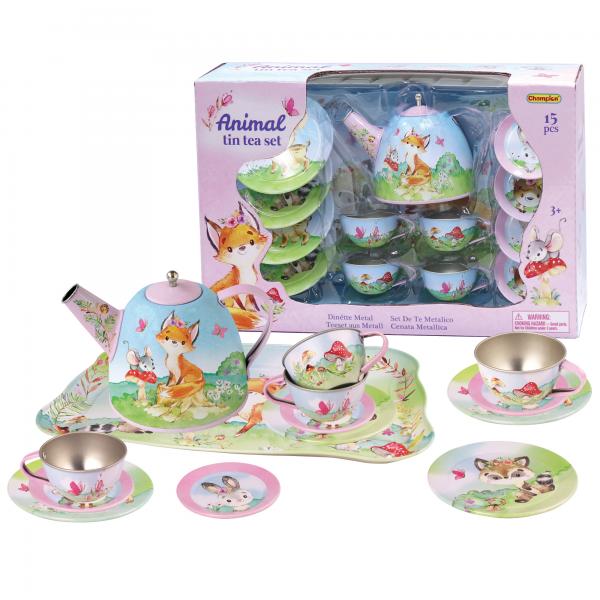 Juego de Té Metalico de Animalitos 15pzs 3a+