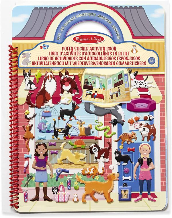 Libro de Actividades con Stickers Esponjosos El Mundo de las Mascotas 4a+