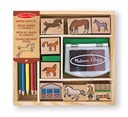 Juego Sellos Caballlos de Madera 4a+