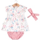 Vestido + Braga + Cinta de Conejos color Rosa 3m (610910)