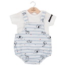 Conjunto de 2 Piezas Overol Corto con  Camiseta Animales de la Selva Celeste Niño 3m (611849)