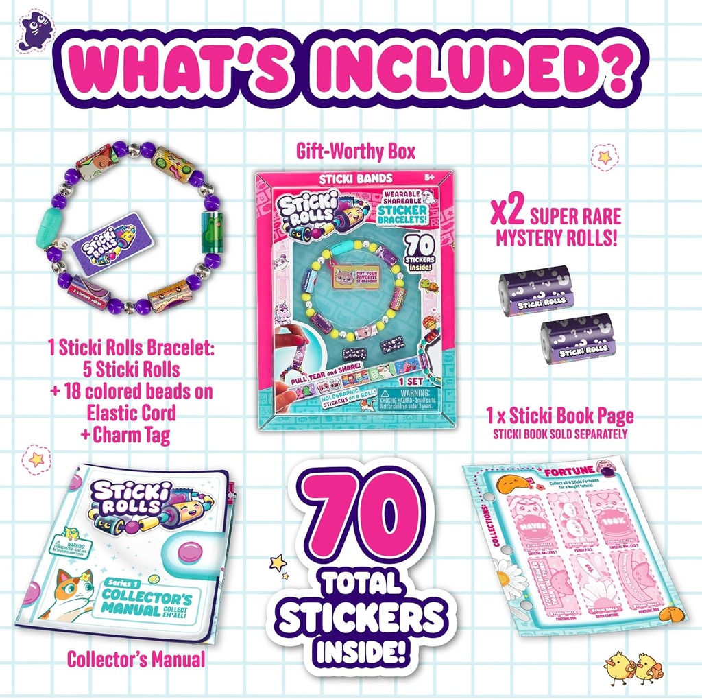 Pulseras con 70 Stickers  5a+ ( sticki Rolls) Se venden por separado