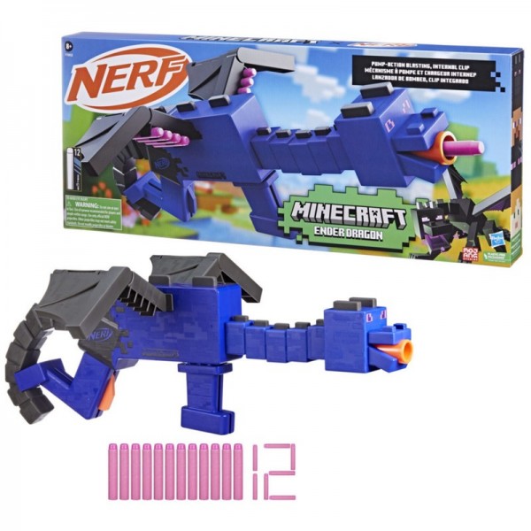 Lanzador Nerf Mine Craft Ender Dragon 8a+