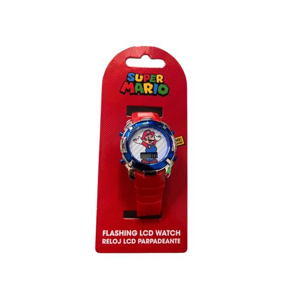 Reloj Super Mario Led Rojo C/ Luz Parpadeante