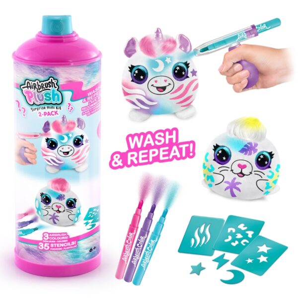 Set de 2 Peluches con Aerógrafo Lavable 10cm 6a+