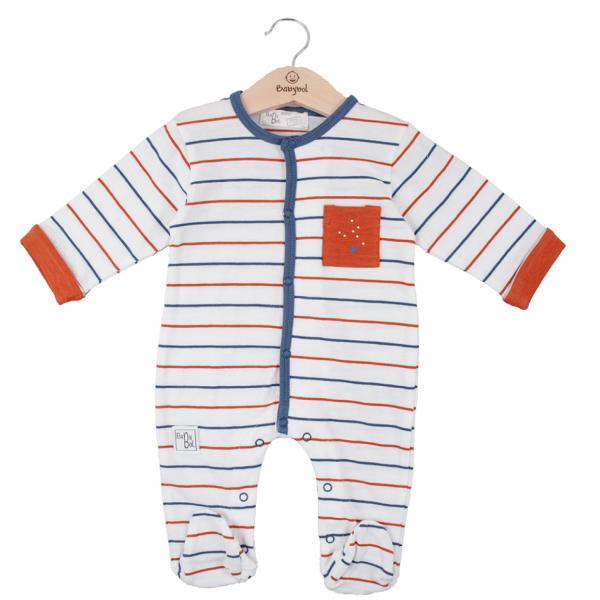 Pijama Manga Larga en Caja color Azul con  Rayas Niño 9m (614147)