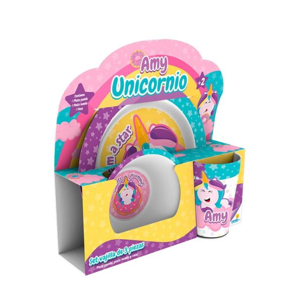 Set de Vajilla de 3Pzs de Unicornio 2a+