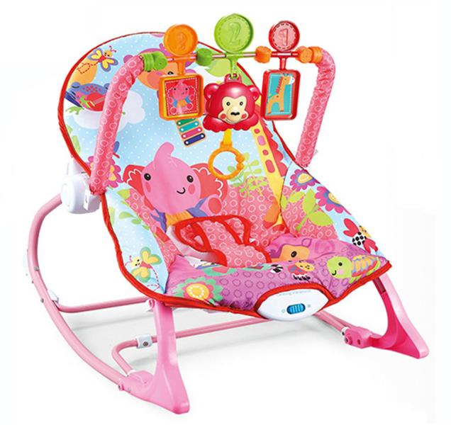 Silla Mecedora Vibradora Musical Oso Rosa 18kg Max 0m+ (69822)
