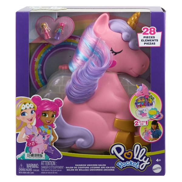 Polly Pocket Salón de Belleza Unicornio Arcoíris 2en1 4a+