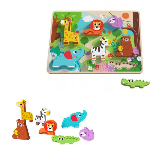 Rompecabezas de Encajar animales de la Selva 12m+