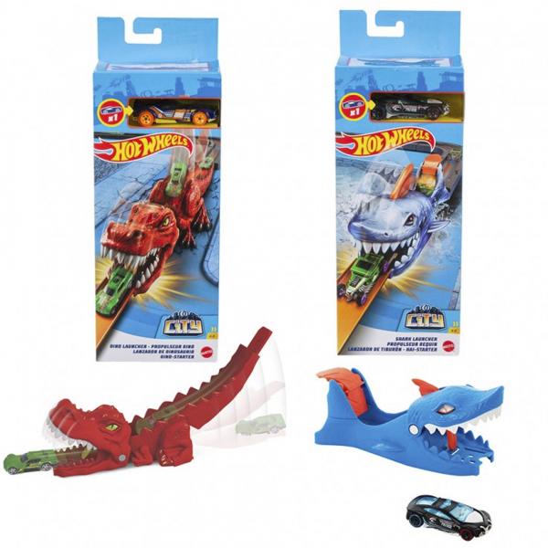 Hot Wheels Lanzador de Carros (Tiburón y Dinosaurio) 48a