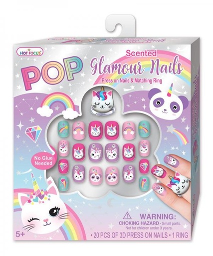 [HF031CAT] Uñas Pop Glamurosas Gaticornio 5a+