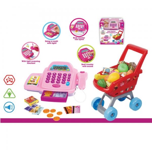 [WW66051] Caja Registradora con Carrito de Compras 30pzs 3a+ (440783)
