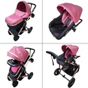 Baby Basics Coche para Bebé 4 en 1 (Silla de Carro. Moisés. Portabebe) Rosado 0m+