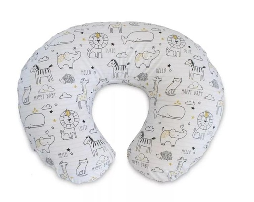 [BP389913] Almohada para Lactancia Blanca con Animales de la Selva 012m