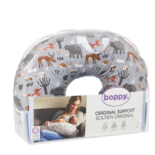 [BP389922] Almohada para Lactancia Gris con Animales de la Selva 012m
