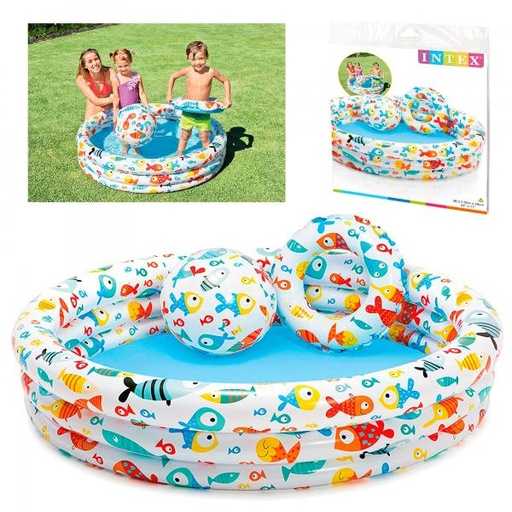 [INT59469] Piscina 3 Anillos 132x28cm BolaFlotador 3a+ C12