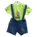 Conjunto Overall Corto Camisa Verde Pistacho 9m